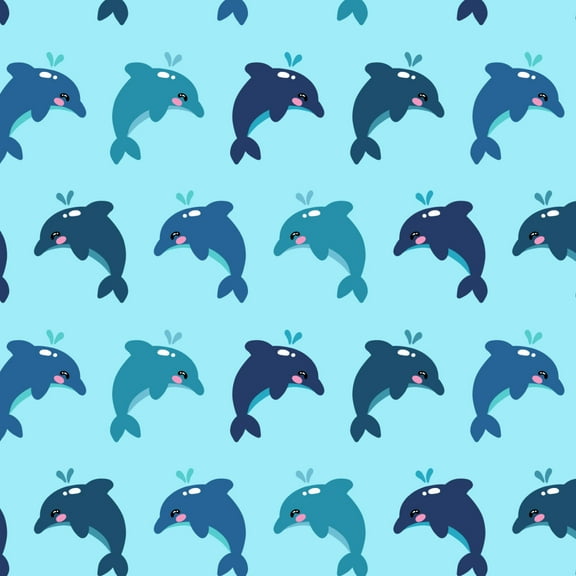 Cute Kawaii Dolphins Pattern Premium Roll Gift Wrap Wrapping Paper