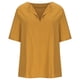 thumbnail image 4 of Camisas sueltas de algodón y lino de manga corta con cuello en V para mujer, blusas de verano OAVQHLG3B Store  lin121212, 4 of 5