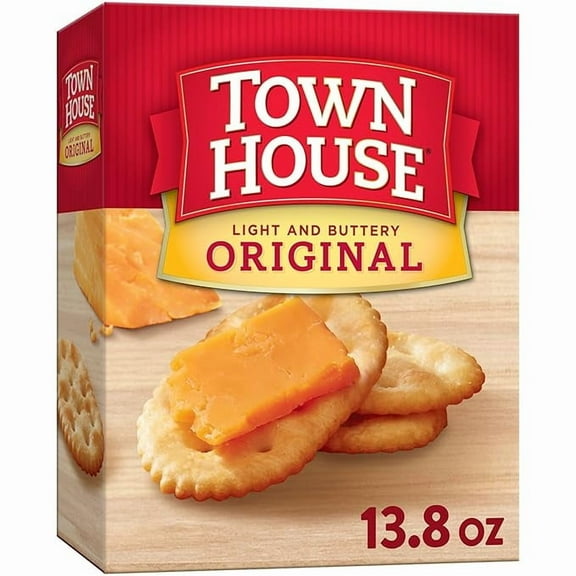 Town House Oven Baked Crackers, Party Snacks, Light and Buttery, Original, 13.8oz Box (1 Box)