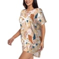 thumbnail image 2 of Uemuo Tropical Beach Sea Shell Pattern Women's Short-Sleeved Pajama, Button-Front Loungewear, 2-Piece Summer Sleepwear, Elastic Drawstring Shorts-3X-Large, 2 of 7