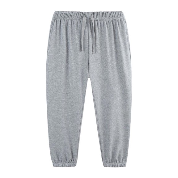 NOEGOEU Boys Sweatpants Soft Drawstring Joggers with Elastic Waist Pockets Relaxed Tapered Design (Light Gray,3-4 Years)