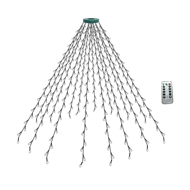 Luces de árbol de Navidad con anillo y 8 modos de parpadeo para festivales en interiores y exteriores. 15 m 200 luces