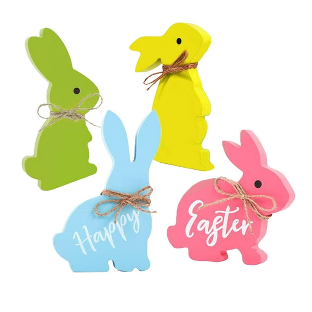 Conejo de Pascua, carteles de madera, decoración de con cuerda, conejo de Pascua feliz, decorativo para oficina, armario, mesa, decoración