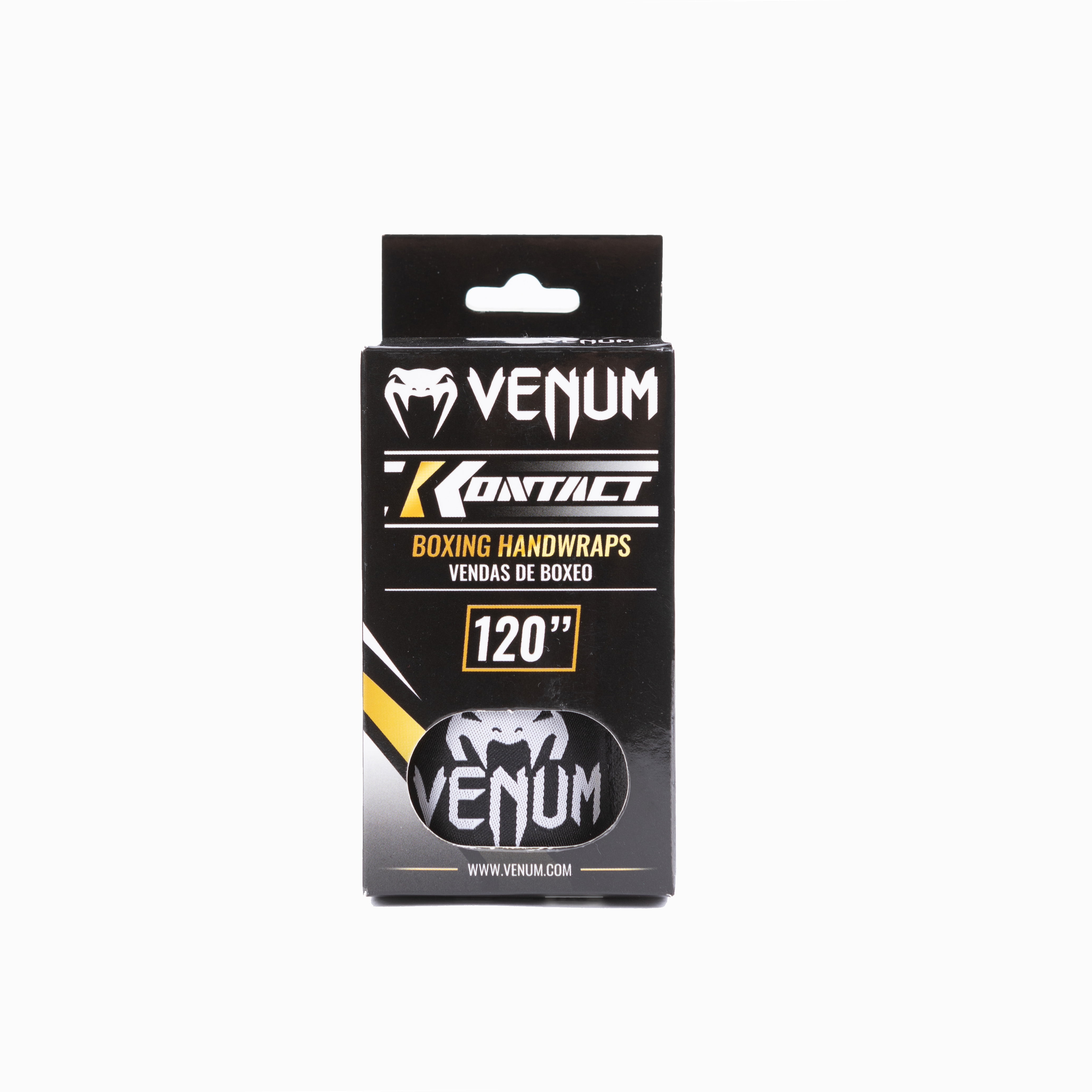 Venum 120-Inch Boxing Hand Wraps – Elastic, Unisex, Black/White – MMA, Kickboxing & Training Gear