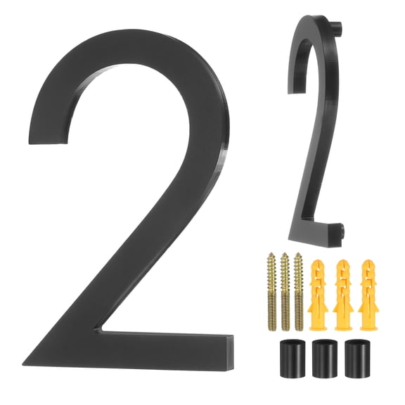 Uxcell 5" Acrylic Modern Floating House Numbers for Outside Address(Number 2, Black)