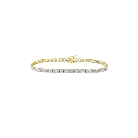 FB Jewels 10kt Yellow Gold Mens Round Diamond Studded Link Bracelet 4-5/8 Cttw