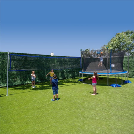 TruJump 14′ Trampoline with Water Anchors, Basketball Hoop, Badminton and Volleyball