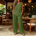 thumbnail image 2 of HAYIMI Womens Plus Size Outfits Sets 2 Pieces Elegant Casual Fly Sleeve Shirts Tops And Trousers Lightweight Comfortable Everyday For Warm Weather Modern Relaxed Fit Solid Color Classic Clothing Sets, 2 of 7