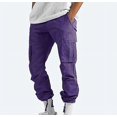 thumbnail image 3 of Pants For Men Solid Casual Multiple Pockets Outdoor Straight Type Fitness Long Pants, 3 of 4
