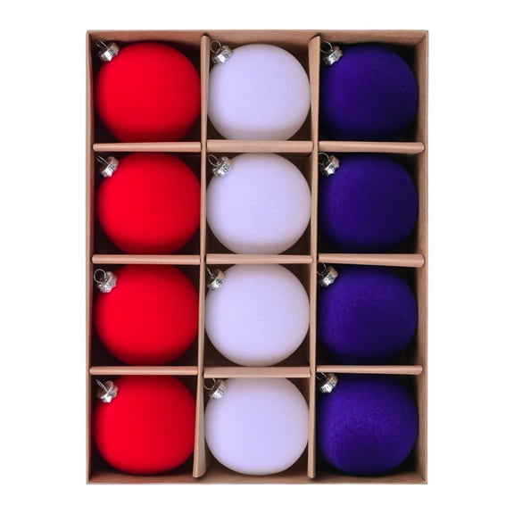 LanSuare 12Pcs 4th of July Patriotic Ornaments Hanging Balls Independence Day Tree Ornaments Red White Blue Stars Balls for Holiday Wedding Veteran Day Tree Decorations