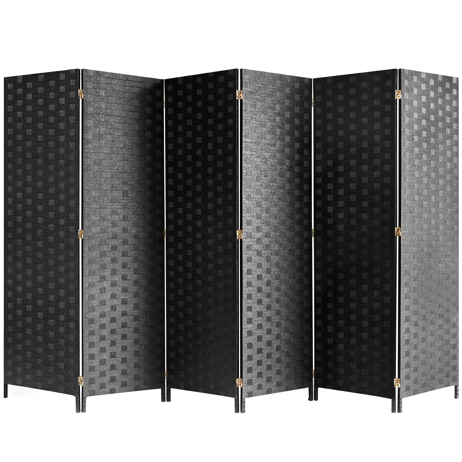 Wonkisen 6 Panels Wood Folding Screen Room Divider ，6ft Tall Privacy