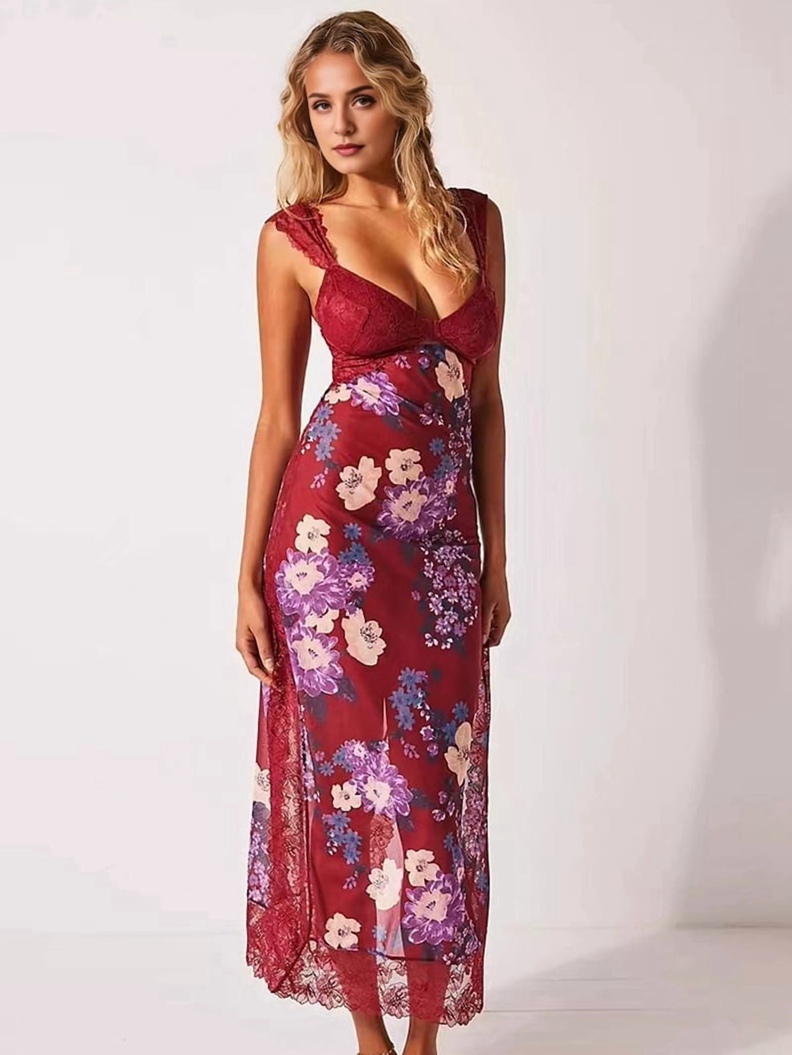 Women Lace Patchwork Mesh Maxi Dress Floral Print Cutout Sweetheart Neck Backless Slit Summer Y2K Long Dresses Pink L - Walmart.com Women Lace Patchwork Mesh Maxi Dress Floral Print Cutout Sweetheart Neck Backless Slit Summer Y2K Long Dresses Pink L - Walmart.com
