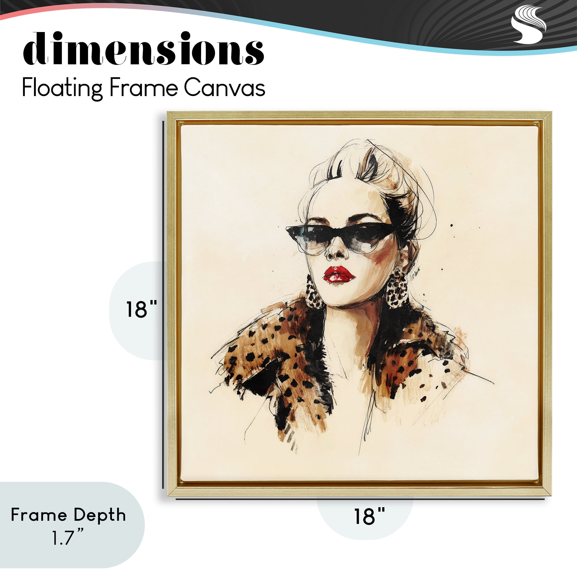 Stupell Industries Glam Leopard Sonata Portrait Gold Framed Floater Canvas Wall Art, design by Svetlana Aleynikova