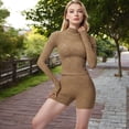 thumbnail image 4 of Active Women's High Neck Long Sleeve Active Top with Subtle Pattern - X Large, Brown, 4 of 7