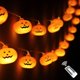 thumbnail image 1 of Guirnalda de luces de calabaza de Halloween, 20 LED, 8.2 pies, 8 modos, temporizador 3D, impermeable, naranja, Jack-O-Lantern, funciona con pilas, luces decorativas centelleantes para I, 1 of 5