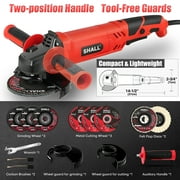 SHALL Angle Grinder Tool 7.5Amp 4-1/2 Inch, 6-Variable-Speed Grinders Power Tools, Electric Metal Grinder 12000 RPM w/ 2 Safety Guards, Cutting Wheels, Flap Discs, Non-Slip Handle for Metal/Wood