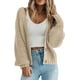 thumbnail image 1 of Suéter tipo cárdigan de punto grueso de moda de otoño e invierno para mujer, chaqueta tipo cárdigan corta holgada con botones y manga larga, 1 of 6