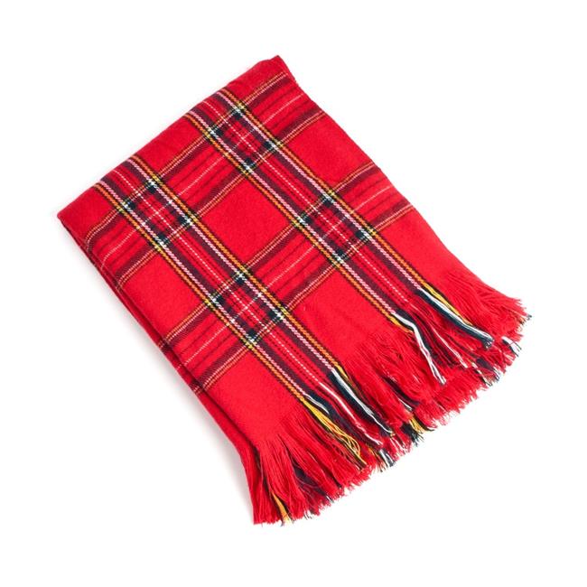 Red Plaid Design Throw (50&#34;X60&#34;): Saro Lifestyle, Acrylic &#38; Polyester, Hand Wash, Tumble Dry, All Ages