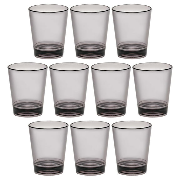 Translucent Plastic Shot Glasses 1.5 oz Set of 10, Bulk Pack - For Weddings, Party, Birthday - Charcoal