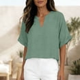 thumbnail image 4 of Kezqiaxn Short Sleeve Tops for Women Summer V-Neck Business Work Blouses Loose Casual Shirts Fashion Clothing, 4 of 9