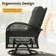thumbnail image 5 of ELPOSUN 3 Pieces Patio Furniture Set, Outdoor Swivel Gliders Rocker, Wicker Patio Bistro Set with Rattan Rocking Chair, Glass Top Side Table and Thickened Cushions for Porch Deck Backyard, 5 of 8