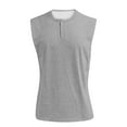 thumbnail image 2 of LISTHA Gym Tank Tops for Men Henley Solid Sleeveless Vintage Tee Gym Summer Workout 2025 T-Shirt Gray L, 2 of 4