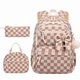 thumbnail image 2 of Corduroy Girls Backpack with Lunch Box & Pencil Case Set Of 3, Bookbag for Girl Teens Elementary Middle High School, Lightweight Laptop Backpack Travel Daypack Brown Checkered, 2 of 6