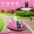 thumbnail image 6 of Costway 12V Vehicle 360° Spin Race Toy Kids Ride On Bumper Car with Remote Control Pink, 6 of 10