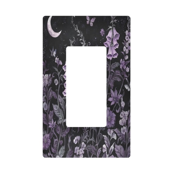 Yayeee Rocker Switch Wall Plate 1-Gang 4.6"x2.9" Home Decorative Outlet Cover, Light Purple Flowers