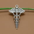 thumbnail image 3 of EeaseMX 10 piezas de aleación retro con forma de caduceo, colgantes, dijes, accesorio para hacer joyas de bricolaje, para collar, pulsera (plata antigua), 3 of 7