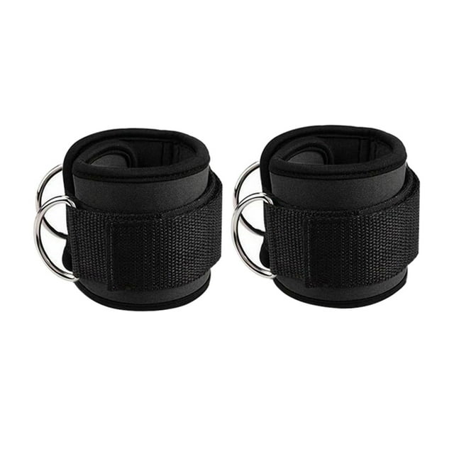 1 Par de Correas de Tobillo para Ejercicio, Levantamiento de Pesas, s en D Dobles, Puños, Abductores de Cadera, Bandas de Culturismo, Accesorios Negro SM SunniMix Correa de tobillo de fitness