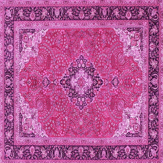 Ahgly Company Indoor Square Medallion Pink Traditional Area Rugs, 3' Square