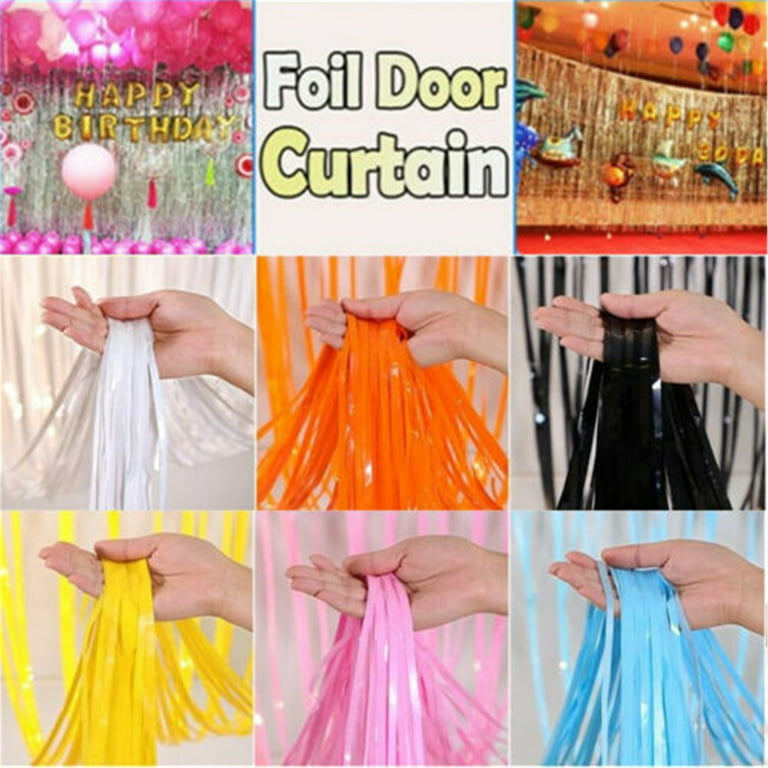 Party Decorations - 3-Pack of 8x3.2 Feet Foil Fringe Streamers Curtains  Purple