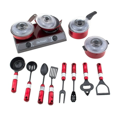 Pretend Kitchen Dishes 13Pcs Kids House Kitchen Toy Cooking Food Dishes Cookware Pretend & Play Kitchen Playset Battery Version ()