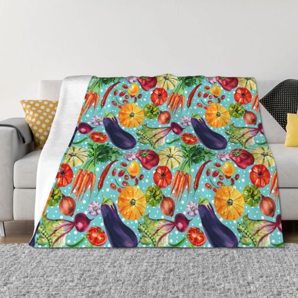 Balery Vegetable (2) Manta de Franela con Dibujo, Lujo Ultra Suave y Cálido, Antipelusa y Resistente a las Arrugas para Cama, Sofá, Camping -60"x50"