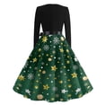 thumbnail image 5 of Women's Casual Fashion Long Sleeve Christmas Graphic Printed Vintage Long Dresses, Round Neck, Retro Style, Holiday Print, Party Dress, Casual Wear,Green,S, 5 of 6