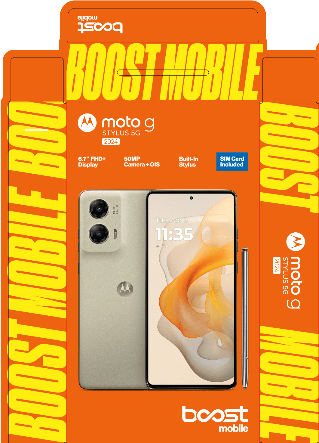 Boost Mobile Moto G Stylus 5G 2024, 256GB, White - Prepaid Smartphone [Locked to Boost Mobile]