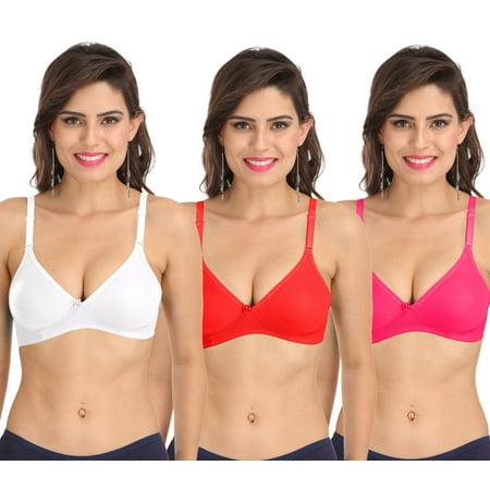 

Ossirrio Women s Everyday Non Padded Non Wired 3/4th Coverage T-Shirt Bra with Free Transparent Strap