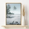 thumbnail image 2 of PixonSign Framed Canvas Wall Art Palm Trees on The Sandy Beach Coastal Landscape Photography Picture Print Blue and White Modern Art for Living Room, Bedroom, Office - 24"x36" Natural, 2 of 5