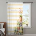 thumbnail image 3 of Spring Flowers Sheer Curtains 108" Extra Long, Country Botanical Budding Floral Pot Stripes Light Filering Curtains, Privacy Drapes Simi Floor to Veiling Curtain for Living Room Window Treatment, 3 of 9