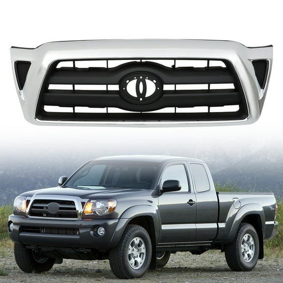 OTTULUR Front Grille Chrome Shell With Black Insert Replacement for 2005-2011 Tacoma