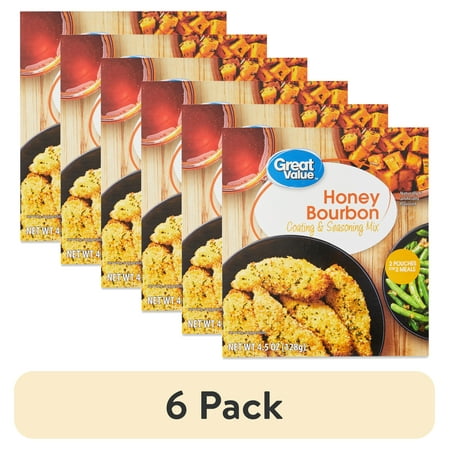 (6 pack) Great Value Honey Bourbon Coating & Seasoning Mix 4.5oz