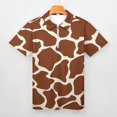 thumbnail image 3 of Giraffe Pattern Men Zipper T-shirt Summer Casual Short Sleeve T-shirt Top, 3 of 7