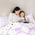 thumbnail image 4 of Erosebridal Purple Ballet Bow Tie Twin Comforter Sets 3-Piece for Kids Girls,Dreamy Princess Plaid Bedding Set for Teens Women,Luxury Bedroom Decor, 4 of 6