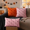 thumbnail image 5 of Halloween Ghost Lumbar Throw Pillow Cover, Cute Tufted Knit Decorative Cushion Case for Sofa Couch, Spooky Soft Plush Fuzzy Fall Holiday Home Decor, 12x20 Inch, Pink, 5 of 6