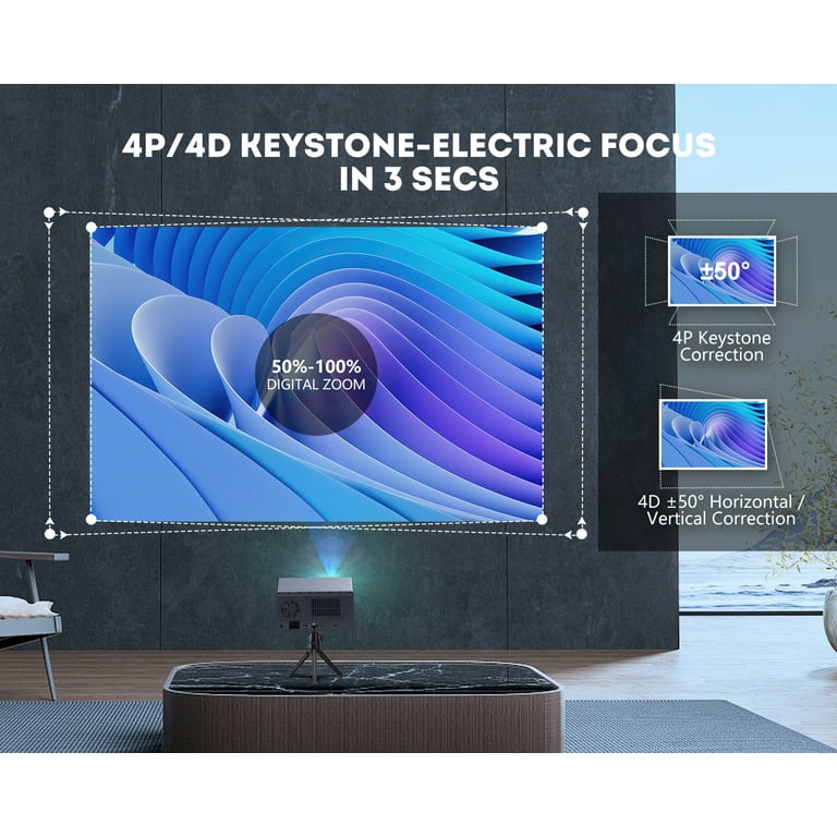 REPABOW Short Throw Native 1080P 4K Home Theater Video