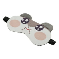Unique Bargains 1 Pc Khaki White Cartoon Sleep Mask Soft Eye Shade Cover for Travel for Rest
