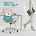 thumbnail image 4 of JOINSUN Office Mesh Chair, Ergonomic Mid-Back with Wheels, Lumbar Support, Armrests for Home, Pink, 4 of 7