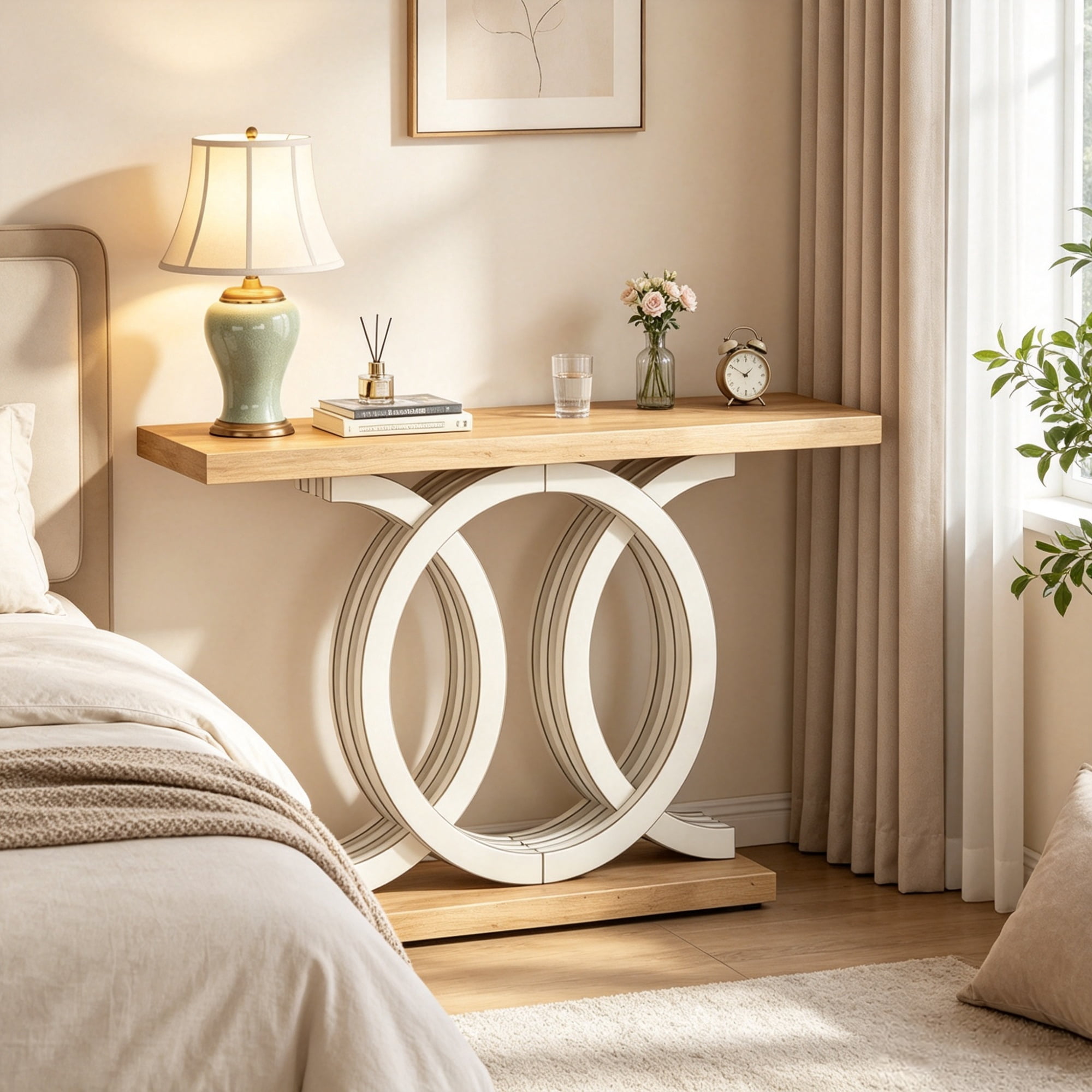55 in Geometric Entryway Console Table, Modern Living Room Accent Table