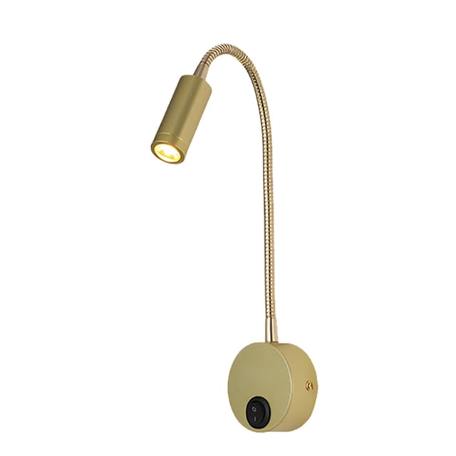 Lámpara de Pared LED Cuello Cisne 3 W, Luz Cálida 3000 K, CA 85-265 V, Tipo Cableado, Noche con Giratorio Ajustable D
